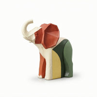 Elephant Statue with Raised Trunk Faceted Elephant Sculpture Decorative