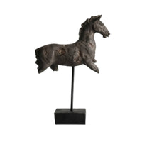 Horse Sculpture on Stand Tabletop Horse Statue with Base Textured Decor for Entryway, Desk, Bookshelf