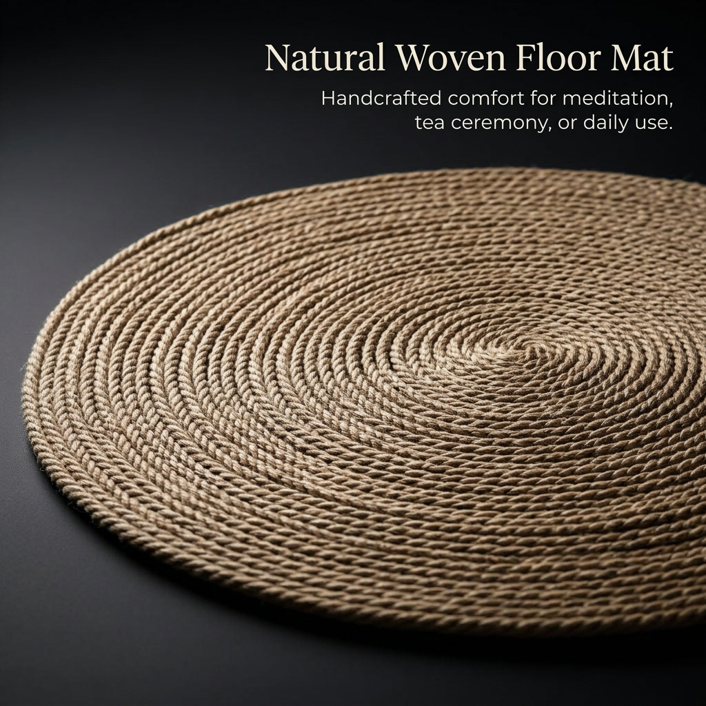 Oval Handwoven Jute Mat, Braided Jute Round Rug, Jute Floor Mat for Entryway, Bohemian Decor Enthusiast Round Rug, Breathable Surface Jute Mat
