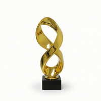Abstract Sculpture Metallic-Finish Sculpture with Pedestal Modern