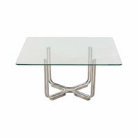 Modernist Design Low Table Rust-Resistant Glass Surface Table Stable Base Cross-Base for Reception Area
