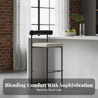 Minimalist High-Legged Stool Padded Backrest Counter Chair Upholstered Seat