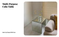 Minimalist Design Mirrored Cube Table Mirror Finish Mirrored Display Furniture Photography Prop Nightstand Modern aesthetic for Photographers, Interior Designers, Photo Studio, Living Room, Small Spaces, Entryway