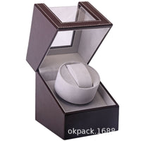 Automatic Watch Winder Box for Mechanical Watches, Black Carbon Fiber Pattern PU, EU Plug