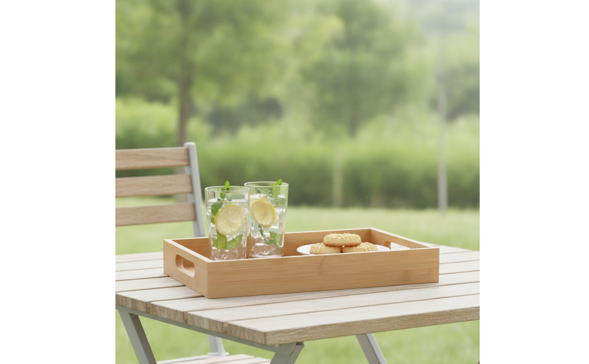 Bamboo Serving Tray Rectangular Serving Tray with Handles for Hosts, Breakfast in Bed, Cafes
