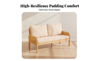 full wood Wood Frame Rattan side Sofa space-saving Size Cane Webbing Settee Woven siderests Living Room Furniture Minimalist Design for Guesthouse Owners, Apartment Dwellers, Lounge, Reception Area, Bedroom, Entryway