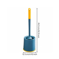 Round Head Toilet Brush Space Saving Toilet Bowl Brush with Extended Handle Washroom Cleaning