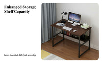 Easy Assembly Simple Study Desk Multi-Purpose Minimalist Office Desk Sturdy Frame Writing Table with Storage Modern Design for Students, Teenagers, Professionals, Small Apartment, Bedroom, Dorm Room