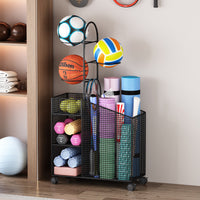 Yoga Mat Storage Rack with Wheels, Iron, Modern Minimalist