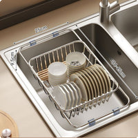 Adjustable Telescopic Sink Draining Basket Ventilated Telescopic Drain Basket Easy to Clean Expandable Dish Drying Rack Long-Lasting for Kitchen