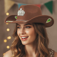 Rhinestone Cowboy Hat Western-Style Cowboy Hat with Rhinestones Wide-Brim for Partygoers, Cosplayers, Costume Parties, Photo Shoots, Festivals
