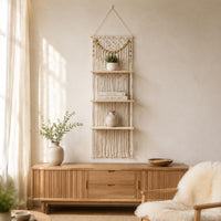 Three-Tier Wall Shelf Easy to Hang Macrame Wall Shelf Long-Lasting for Apartment