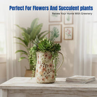 Crackle Glaze Ceramic Flower Vase, Vintage Design Planter, Decorative Pot for Lush Desktop Display