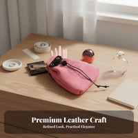 Multi-Purpose Leather Jewelry Bag Soft Texture Leather Drawstring Pouch Original Design for Girlfriend, Daily Use, Home Organization, Travel