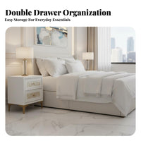 Bedside Table with Drawers Shell-Like Texture 2-Drawer Side Table Luxury design
