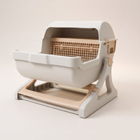 Semi-Automatic Litter Box Half-Enclosed Cat Litter Box with Hood Easyhygienic Pet Supply for Cats, Home, Living Room