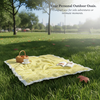 Yellow Plaid Picnic Mat Outdoor Camping Ground Mat Moisture-proof Thickened Fabric Pad