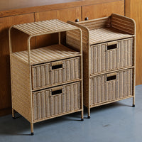 Nordic Style 3-Tier Plastic Rattan Bedside Cabinet