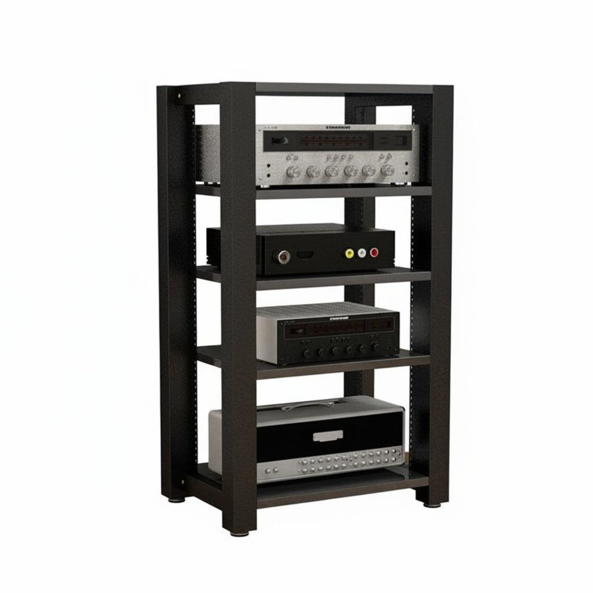 Steel and Wood Amplifier Stand Heavy Duty Multi-Tier Audio Equipment Rack Space-Saving Vertical Design Adjustable Shelf Stereo Rack for Living Room