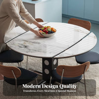 DoubleShape Square-to-Round Extendable Table Expandable Design transformable Dining Table Space-Saving Household Furniture scuffResistant Top for Apartment Dwellers, Families, Homeowners, Small Apartments, Family Gatherings, Kitchen, Living Room