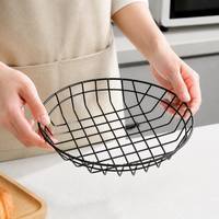 Matte Black Carbon Steel Deep Fryer Basket, Electrophoretic Coating Frying Basket for Chips, Snacks & Home Cooking