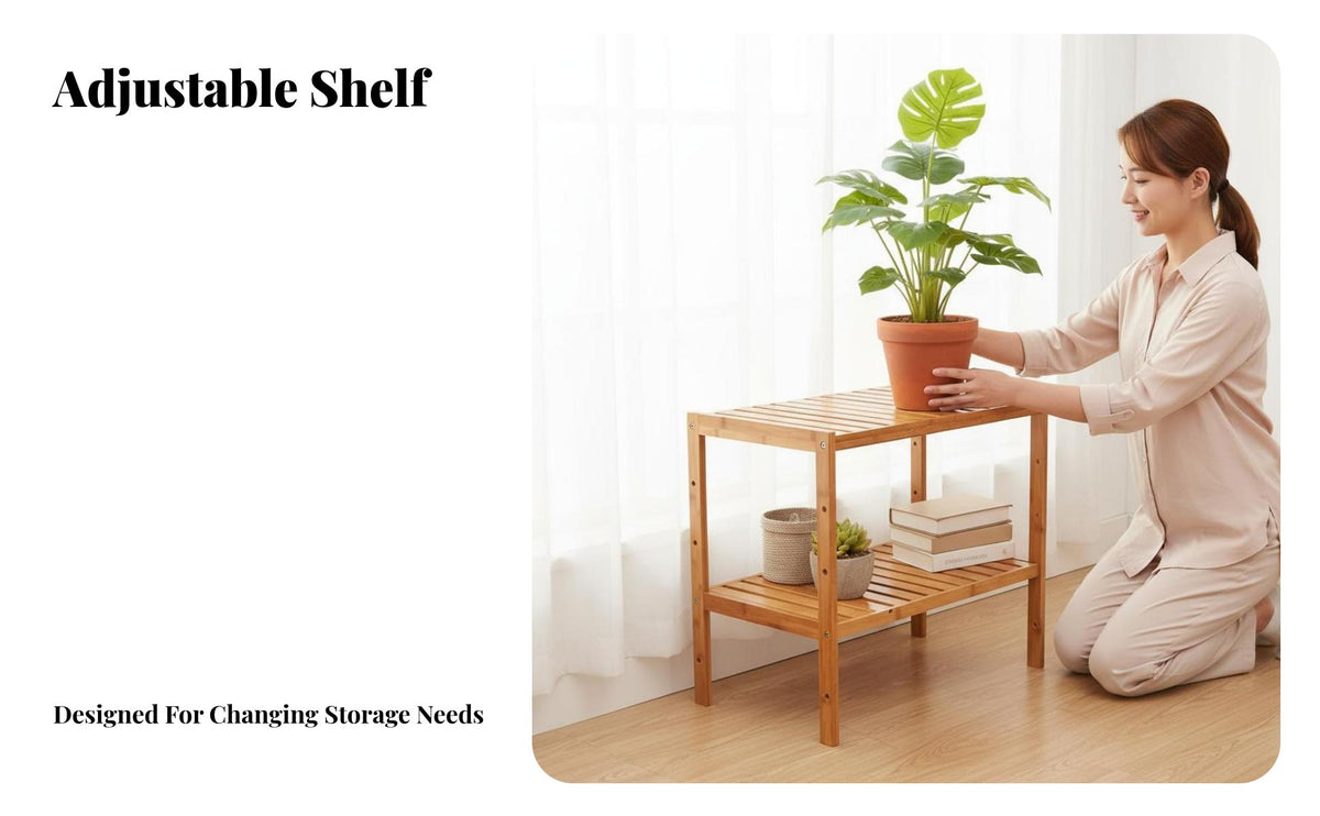 standalonestanding Multi-Tier Slatted Rack minimalist design Multi-Tier Plant Stand Sturdy and long-lasting Storage Furniture Space-Saving Design for Homeowners, Apartment Dwellers, Living Room, Kitchen, Bedroom, Bathroom