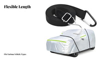 2 Pieces Woven Polyester Car Cover Wind Strap Metal Hooks Car Cover Securing Strap Looped End Vehicle Accessory Black