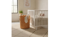 Scalloped Wicker Basket with Handles Decorative Woven Storage Bin Portable Basket with Handles Freestanding for Bedroom
