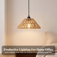 Beige Paper Rope Lampshade | Rustic, Bohemian, E27 Pendant Light Shade, for Bedroom