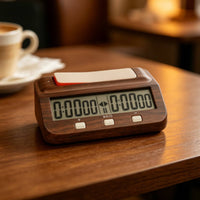 Wood-Grain Chess Clock with Paddles Battery-Operated Digital Chess Clock Portable Count down for Students