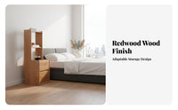 Nightstand with Drawers Narrow Bedside Shelf Unit Rubberwood Construction with Two Shelves and Storage Drawers Suitable for Bedroom Office Hallway Parents Room