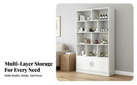 Floor Standing Beverage Cabinet Sturdy Display Shelf Storage Organizer Multi-tier Bookcase Engineered Wood Suitable for Collectors Adults Study Bedroom Living Room Home Decoration