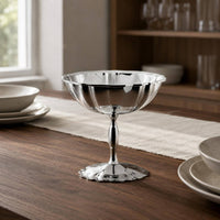 Stemmed Dessert Cup Fluted Rim Tableware Reflective Surface