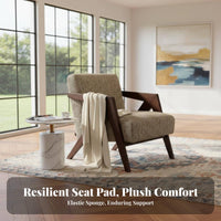 Upholstered Wooden Armchair Sturdy Wood Frame Upholstered Armchair Contemporary Design Ergonomic Comfort for Book Lovers