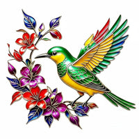 Hummingbird Wall Art Leaf Design Floral Cutout Wall Art Sculpture Decorative Home Decor