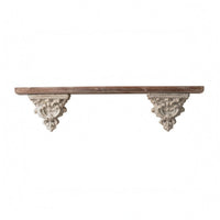 Carved Wall Shelf Wooden Vintage Wall Shelf Rectangular