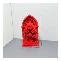 Cathedral Arch with Roses Gothic Plaque Ornamental for Desk, Dollhouse