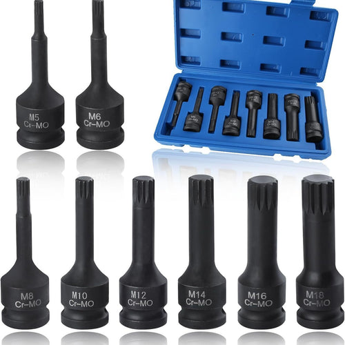 8pc 1/2 Hex Torx Pneumatic Impact Driver Bit Set