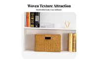 With Lid Faux Rattan Storage Box Long-Lasting Plastic Wicker Bin Washable for Families, Homeowners, Bedroom, Cabinet, Living Room