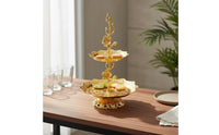 2-Tier Dessert Stand Plum Blossom Decoration European Design Serving Plate