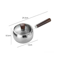 Universal Stovetop Compatibility Infant Nutrition Cooking Pot Transparent Glass Lid Stainless Steel Milk Pot Pour Spout Design Cookware for Parents
