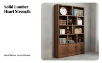 Wooden Beverage Cabinet New Chinese Design Floor Standing Display Shelf Solid Wood Floor Standing Storage Cabinet for Collectors, Adults, Restaurant
