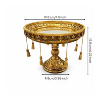 Mirrored Tray with Pedestal Embossed Pedestal Tray with Tassels Ornate