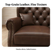 Tufted Leather Couch Traditional design Sofa Deep Button Tufting Upholstered Seating for Apartment Dwellers, Homeowners, recreation Area, Lounge, Study