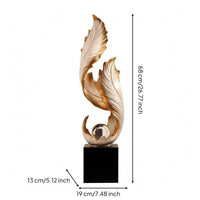 Golden Plume Statue Layered Design Gold Crystal Sphere Stand Stable Weighted Base Artificial Crystal Ball Figurine