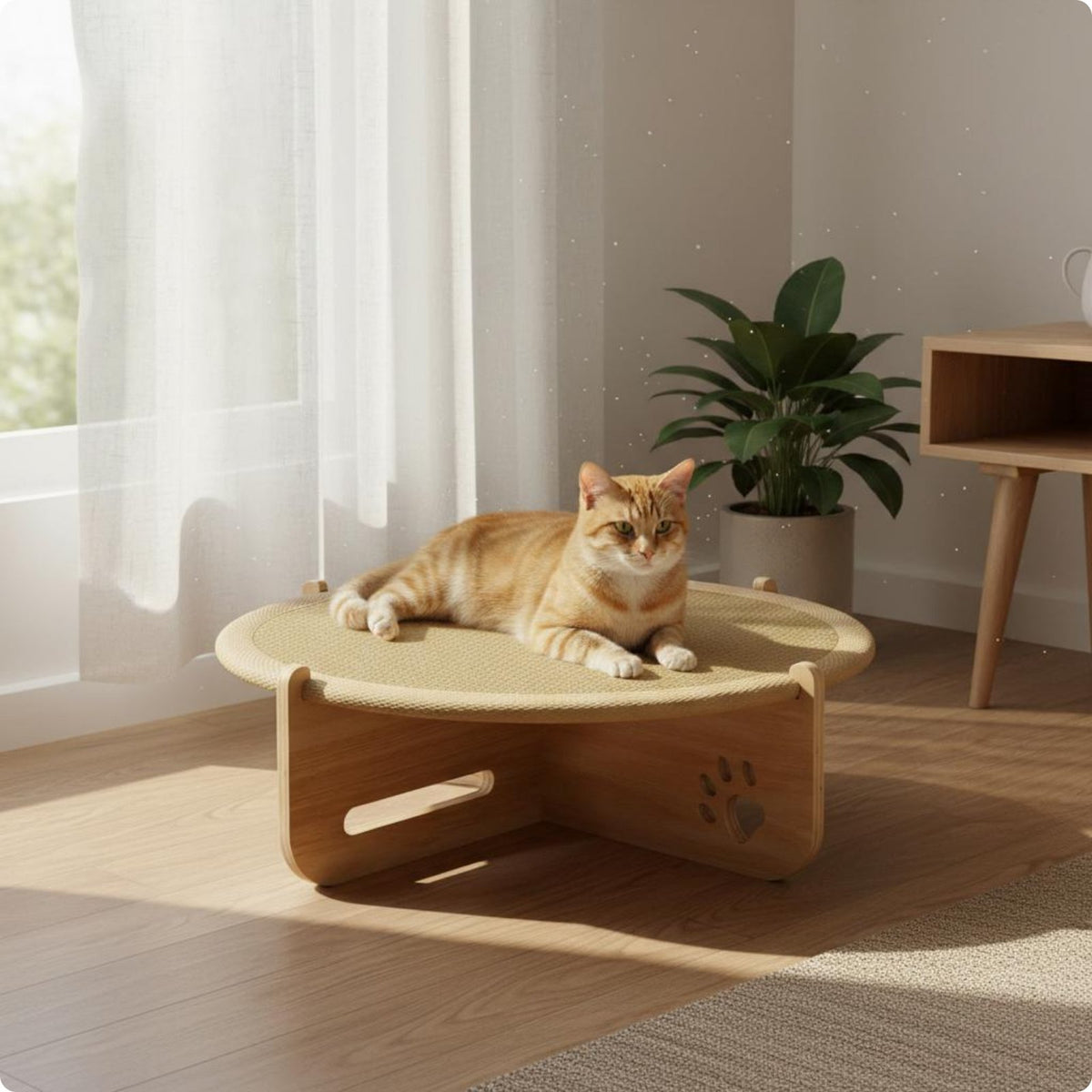 Cat Scratcher Bed Cooling Cat Hammock Bed Wooden Frame Small Dog Sleeping Mat for Cats