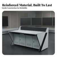 Heavy-Duty Construction Control Center Console Cold-Rolled Steel Frame Security Desk Silent Slide S Control Room Workstation Fireproof Material for Dispatchers, IT Professionals, Data Centers