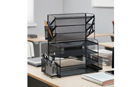 Document Rack with Side Baskets Slanted Mail File Sorter Tray Stepped for Office