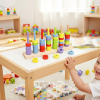 Educational Stacking Rings Colorful Circular Pieces Sorting Game Smooth Wood Educational Stacking Toy for Preschoolers, Kindergarten