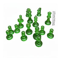 16 Pieces Multiple Colors Available Transparent Chess Pieces Lightweight Plastic Chessmen Portable Board Game Accessory Includes Storage Bag for Beginners